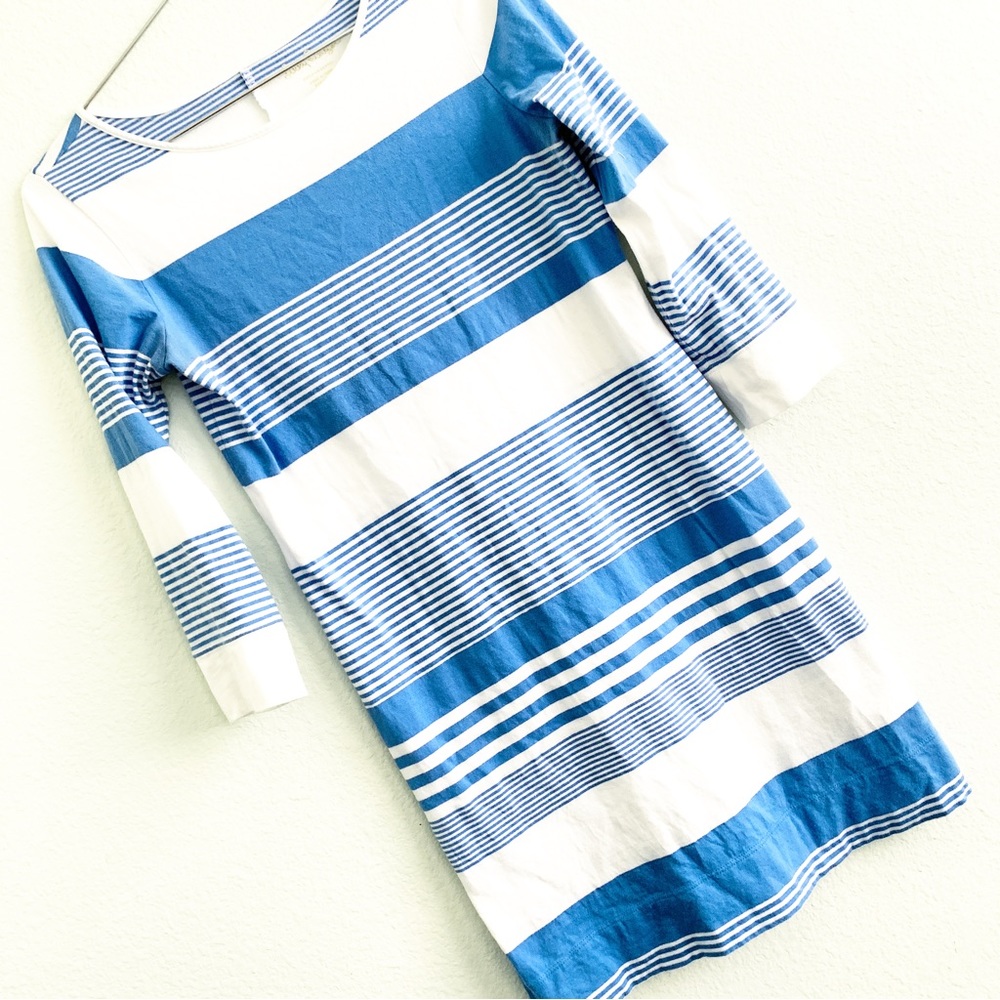 LILLY PULITZER Marlowe long sleeve stripped dress mini Small blue off white